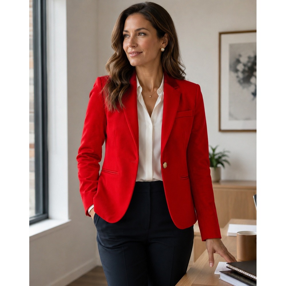 J. Crew Campbell Corduroy Blazer Red Gold Buttons Sz 4